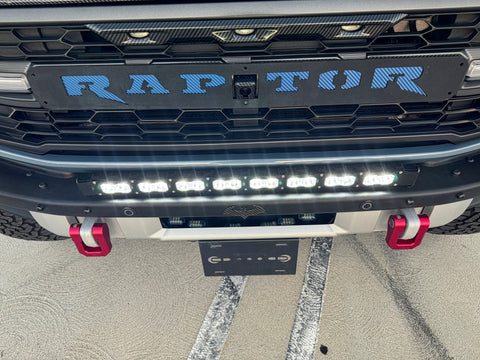 top view of bumper ford bronco  with white led light bar 