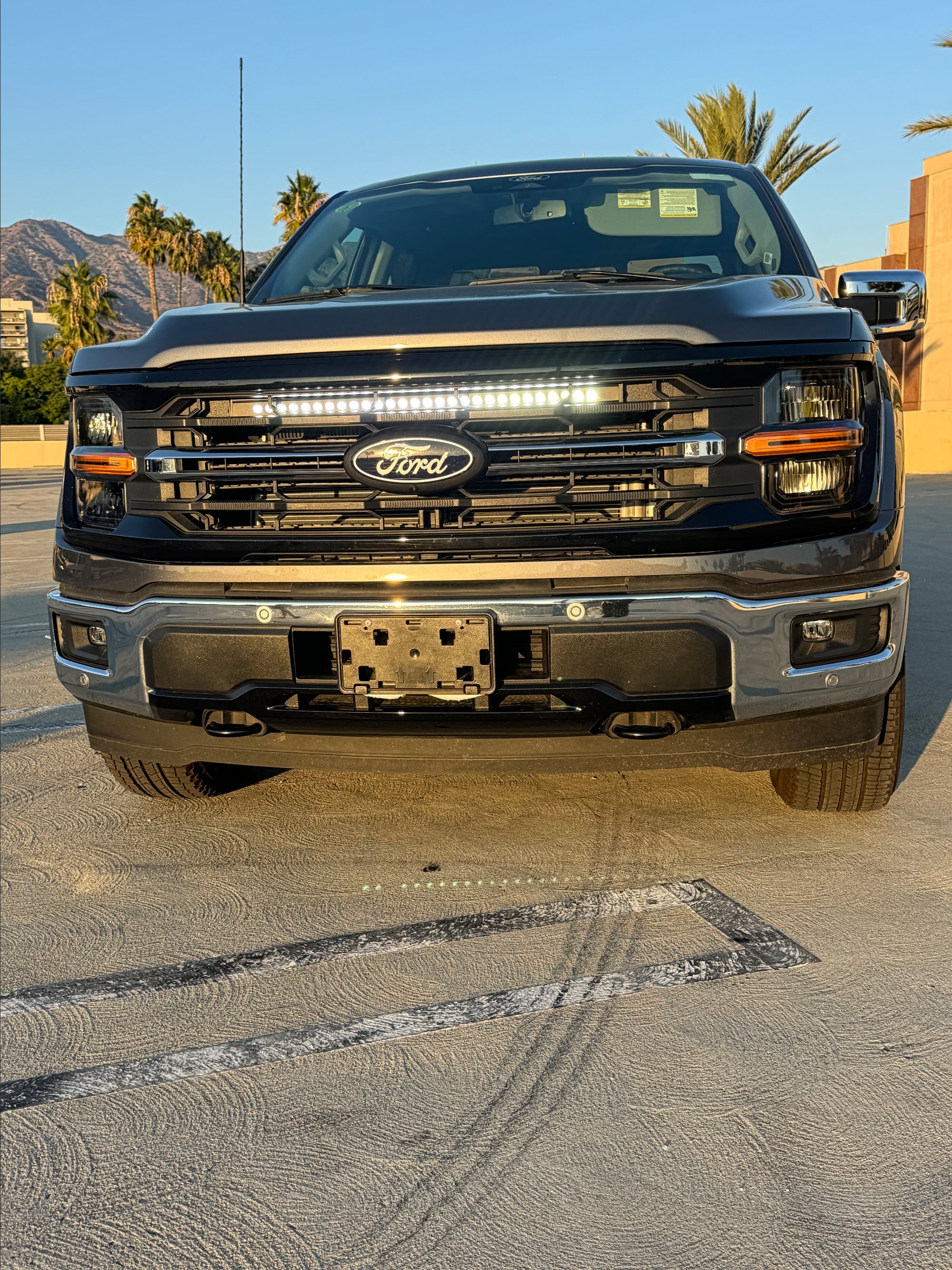 2024+ Ford F150 LightBar 30in installed on Ford F150 with grille removed — 2024+ Ford F150 LightBar