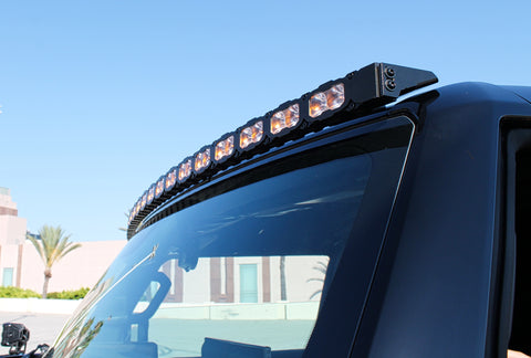 gmc hummer ev up close view of 60in LED light bar roof with amber drl  light