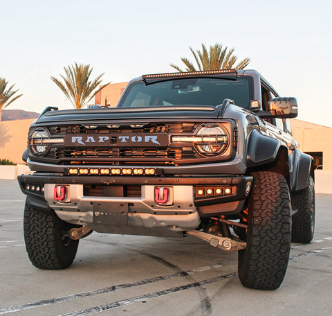 gray ford bronco with led lights by m&r automotive