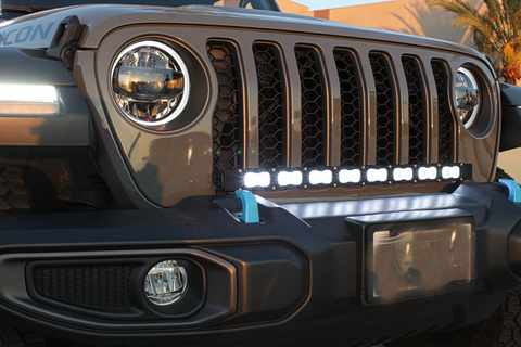 2024 jeep wrangler with LED light bar in the front grille