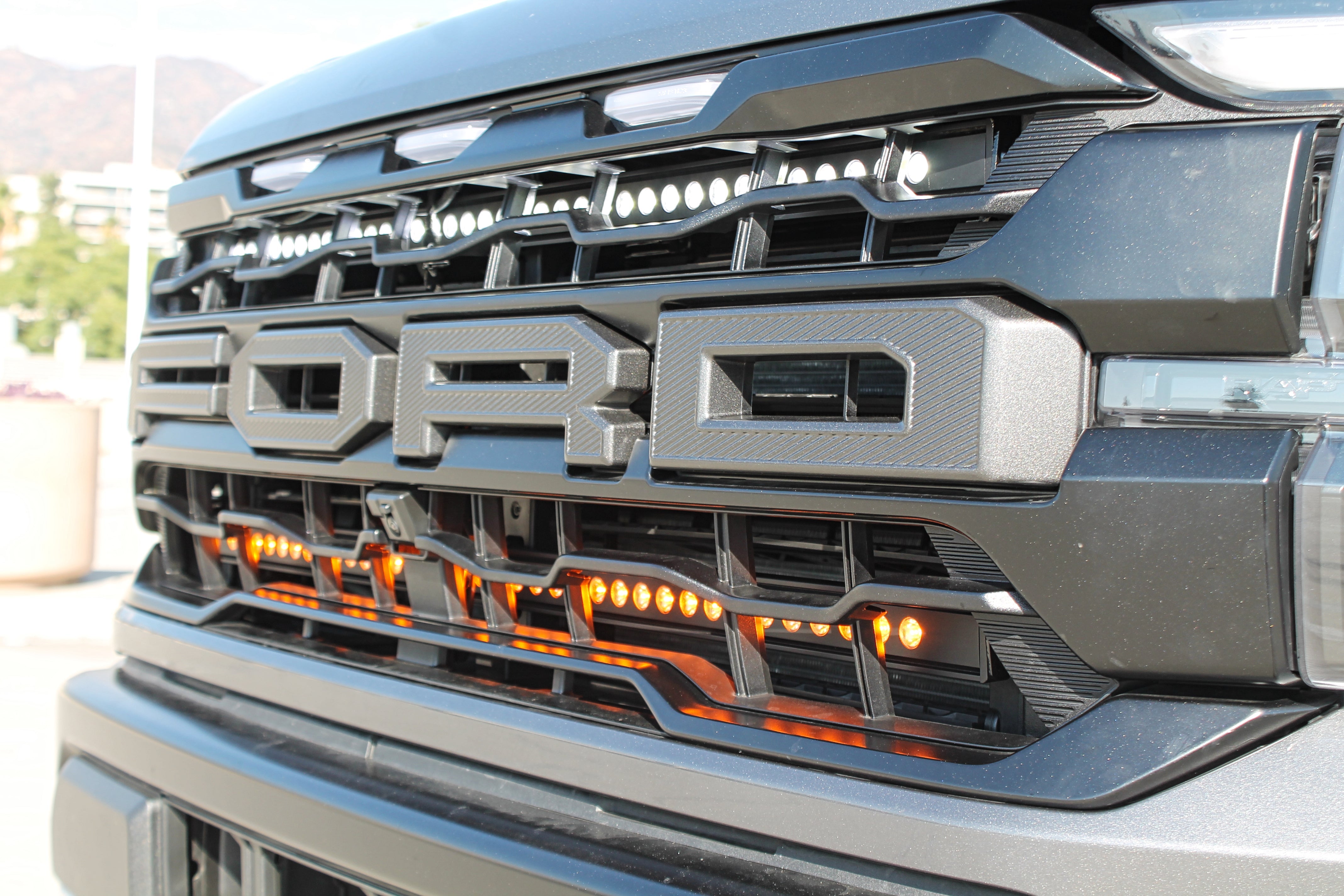 2024+ Ford Raptor grille lightbars Gen 3 Refresh Dual 40s Slim - focus on 2024+ Ford Raptor grille lightbars
