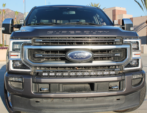 grey ford super duty 2020 2021 2022 with led light bar and ditch lights