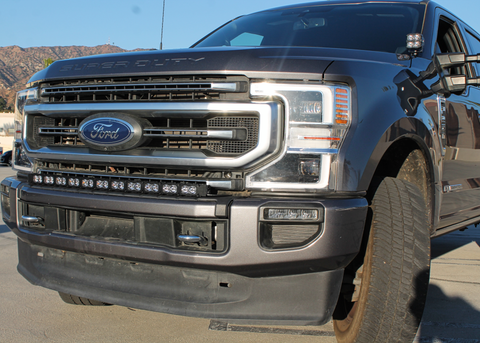 grey ford super duty 2020 2021 2022 with led light bar and ditch lights