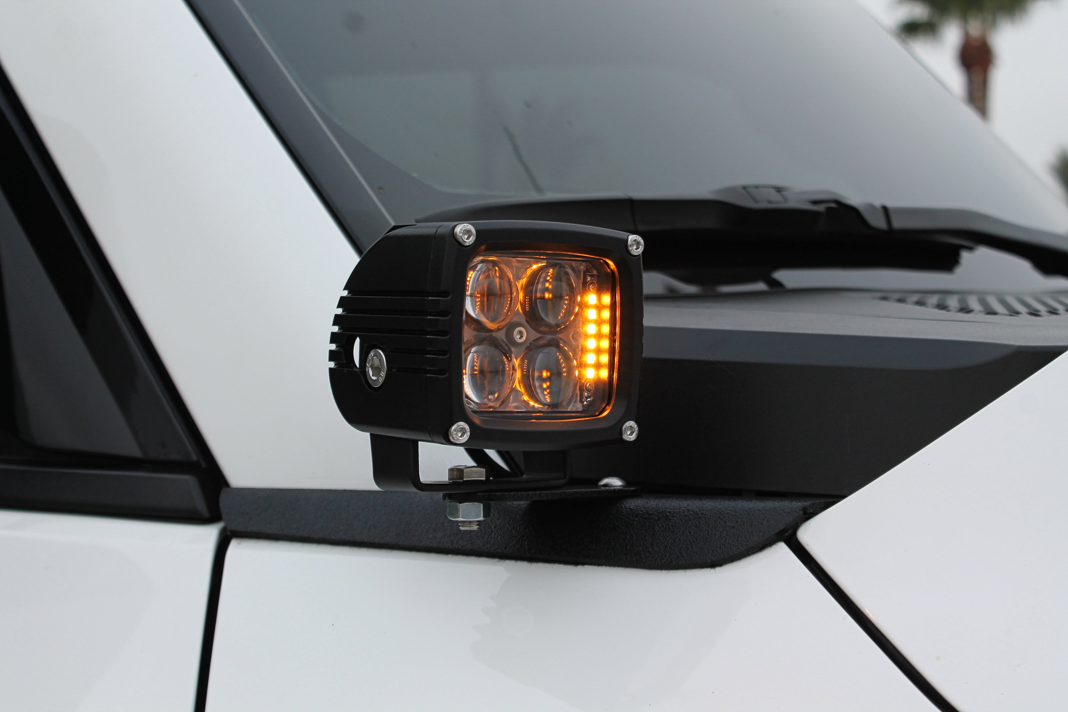 Land Cruiser ditch lights on 2024+ with dual color amber DRL backglow and white LED main light