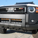Land Cruiser ditch lights PRO for 2024+ on Toyota Land Cruiser front view with amber DRL glow