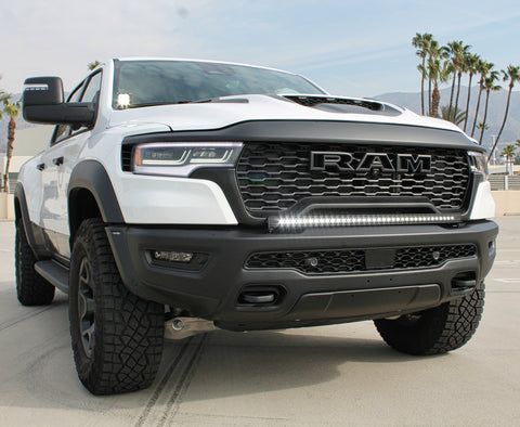 white ram rho with ditch lights and light bar in white color for off roading