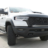 RAM RHO Lightbar on 2025+ RAM 1500 RHO, slim curved light bar integrated with factory bumper—RAM RHO Lightbar