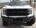 white ford raptor r with a light bar for off roading on top of modular bumper