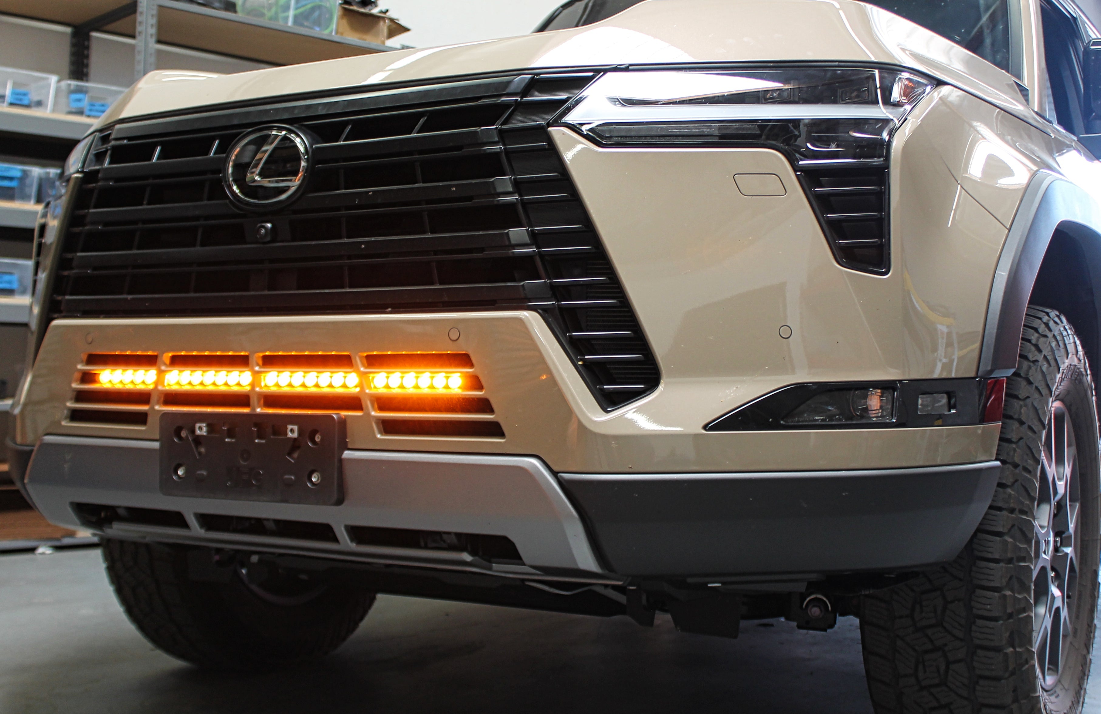 Lexus GX550 lightbar front view - 30in Slim installation behind lower grille, 2024+ models