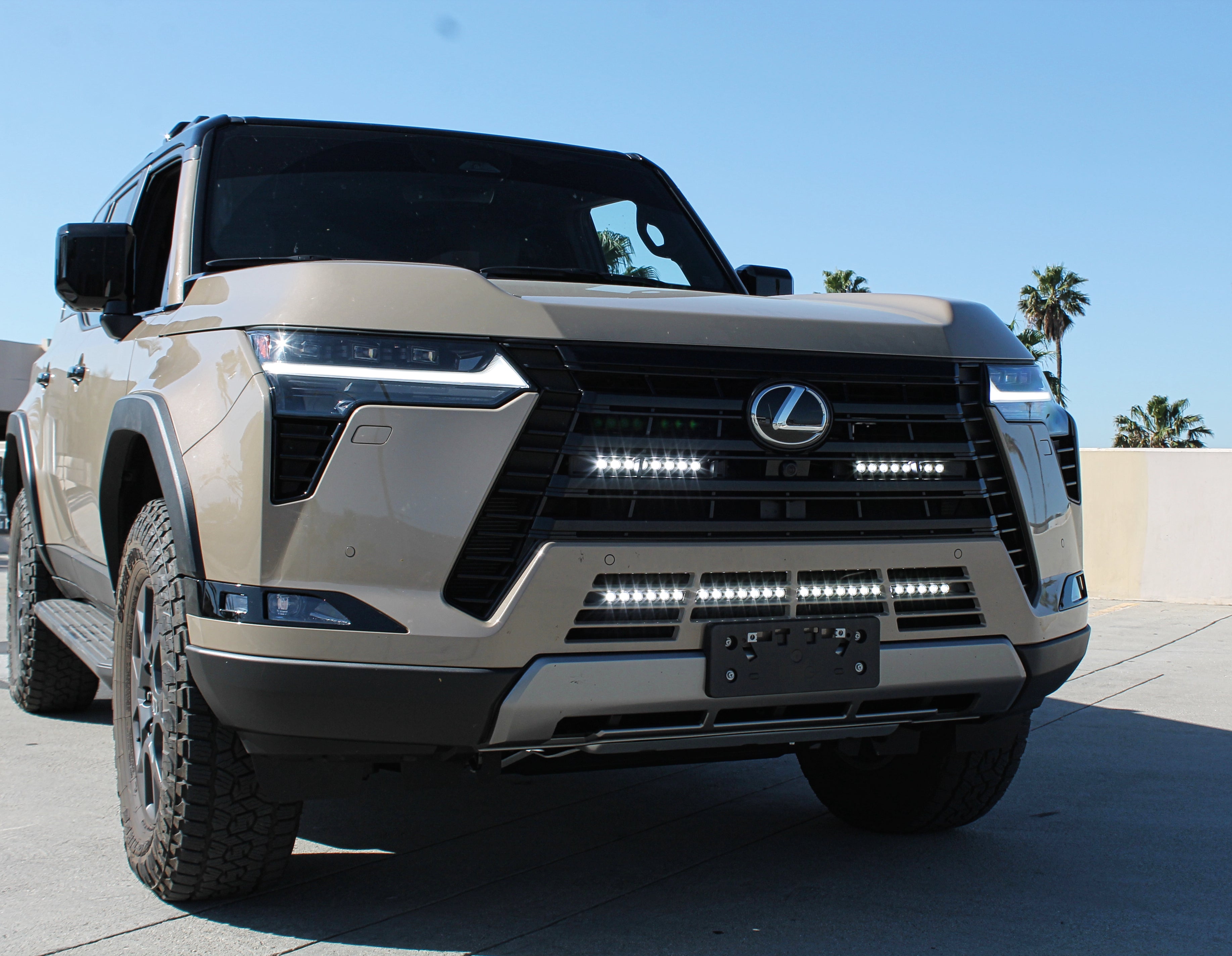 Lexus GX550 lightbar 2024+ 30in Light Bar - SLIM on front of Lexus GX550 SUV with grille installation and LED light bars