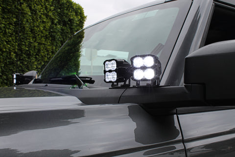 Gray 2022 ford bronco ditch lights PRO both on glowing bright white