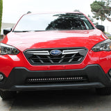 red 2023 subaru crosstrek gen 2 with light bar for off roading installed lower grille