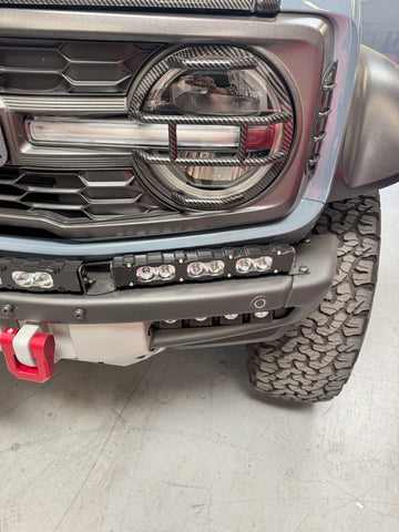 close up view of ford bronco bumper light bar