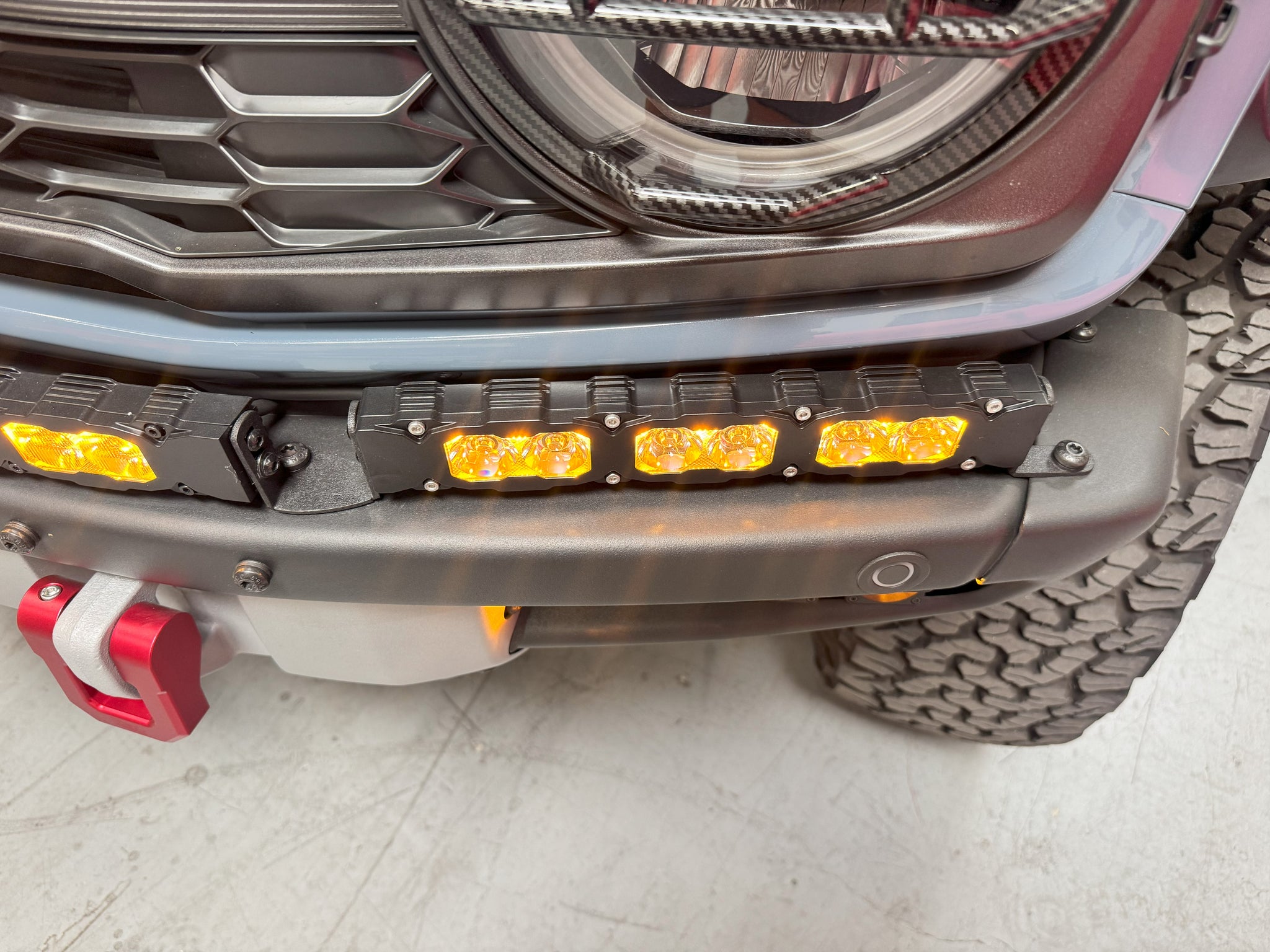 ford bronco raptor bumper light bar amber day time running lights