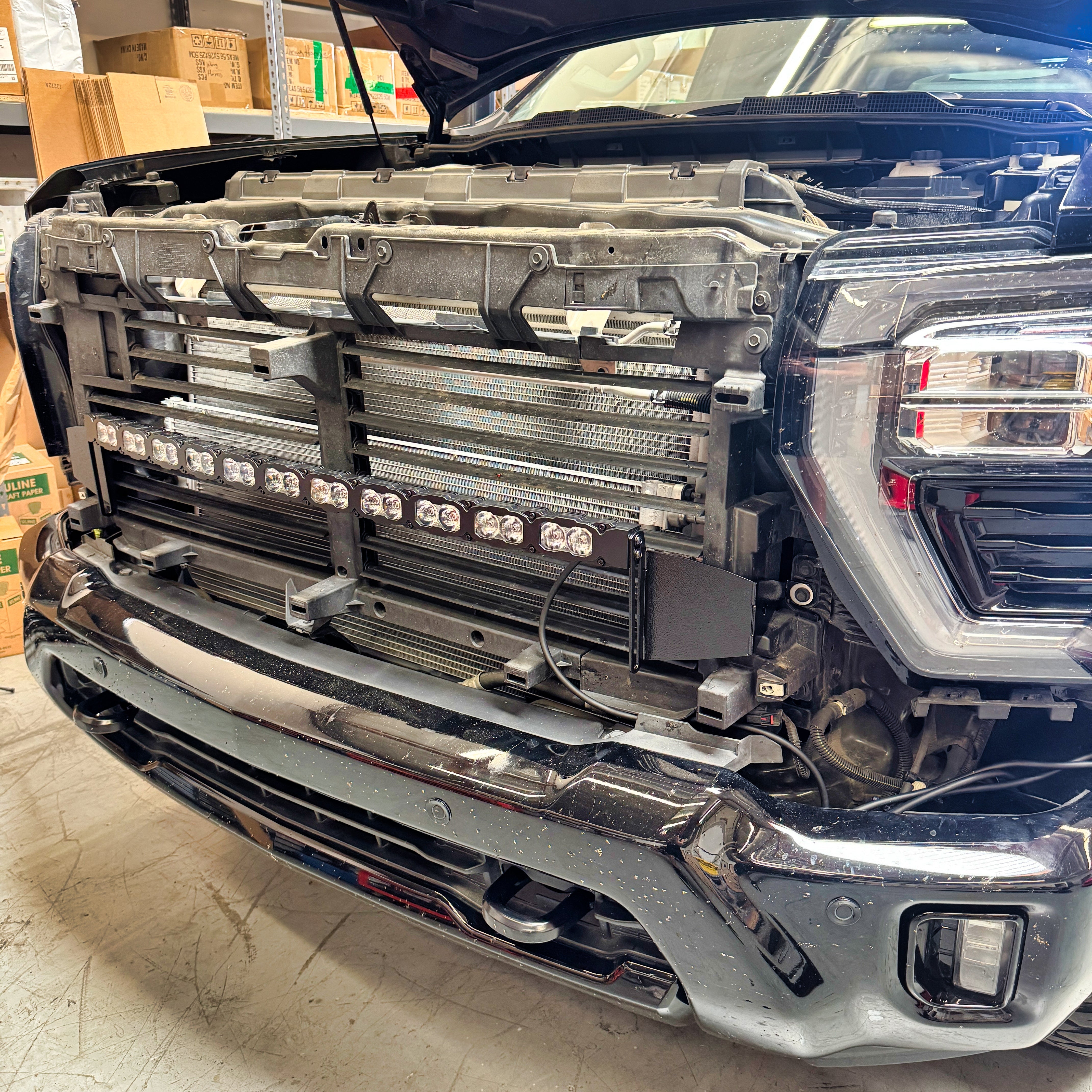 Chevrolet Silverado Light Bars mounting on 2020+ Silverado 2500/3500HD - lower grille install with rail system bracket for multiple grille types