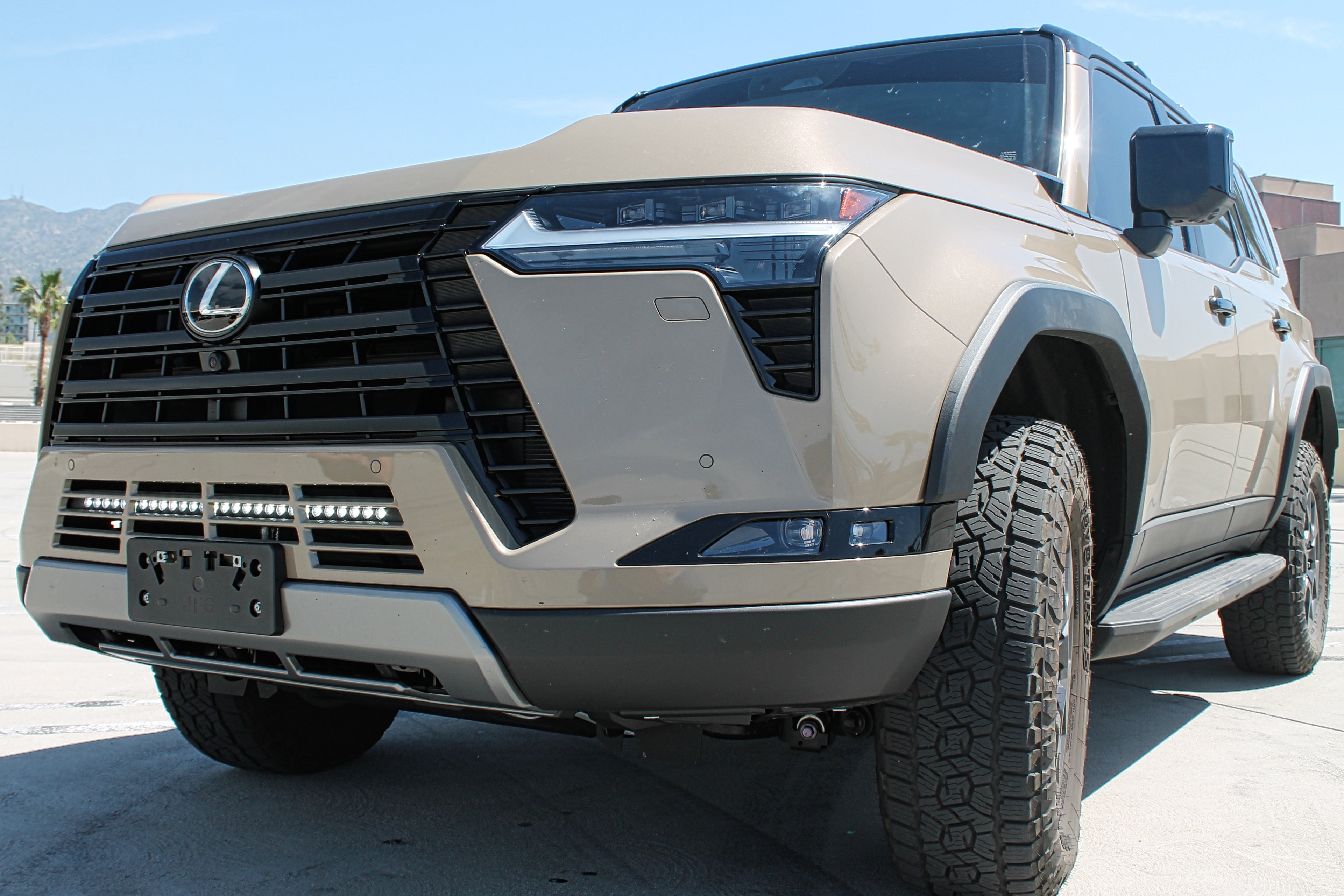 Lexus GX550 lightbar 30in Slim for 2024-2026 GX550 on rugged beige SUV front view
