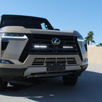 Lexus GX550 light bar installed behind front grille on 2024+ GX550 models with white LED bars for high visibility