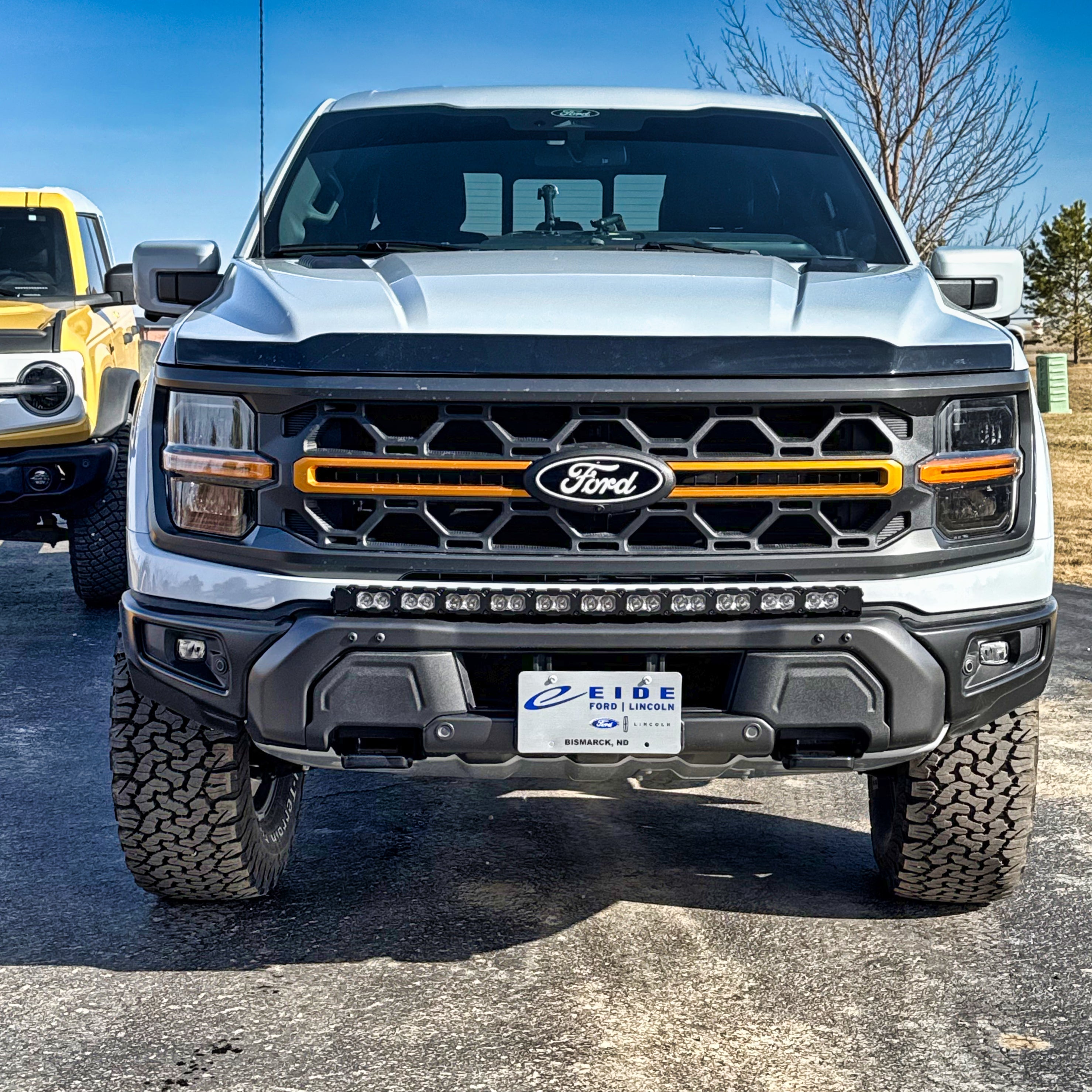 F150 Tremor Modular Bumper 40in Light Bar - PRO on 2024-2026 Ford F-150 Tremor with Modular Bumper, curved LED light bar fits bumper/grille curvature
