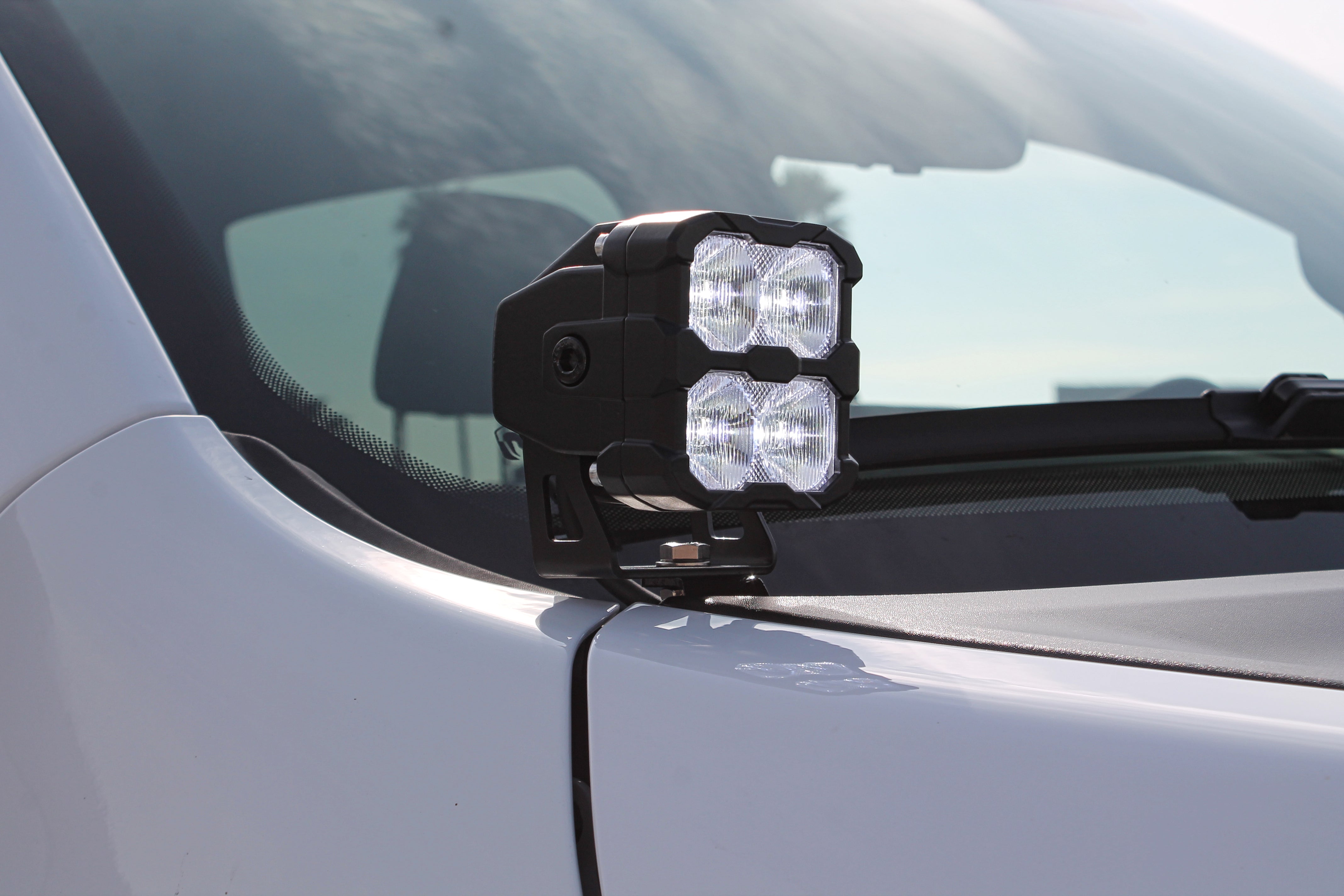 RAM RHO Ditch Lights - PRO 2025+ RAM RHO Ditch Lights on white vehicle with dual white LEDs