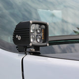 RAM RHO Ditch Lights dual color on 2025+ RAM 1500 with white LED main light and amber DRL backglow
