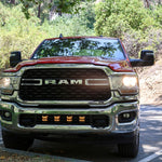 RAM 2500 lightbar Bumper Light kit installed on 2019-2024 RAM 2500 truck with LED lower grille light pods