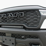 RAM RHO lightbar installed on 2025+ RAM 1500 Rebel between grille and bumper for a slim, built-in look