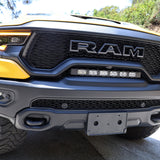 RAM TRX Lightbar 23in PRO installed in grille opening on 2021-2024 RAM 1500 TRX front bumper