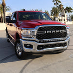 RAM 2500 3500 HD 40in Light Bar PRO curved LED installed on red 2019-2024 RAM 2500/3500 front bumper