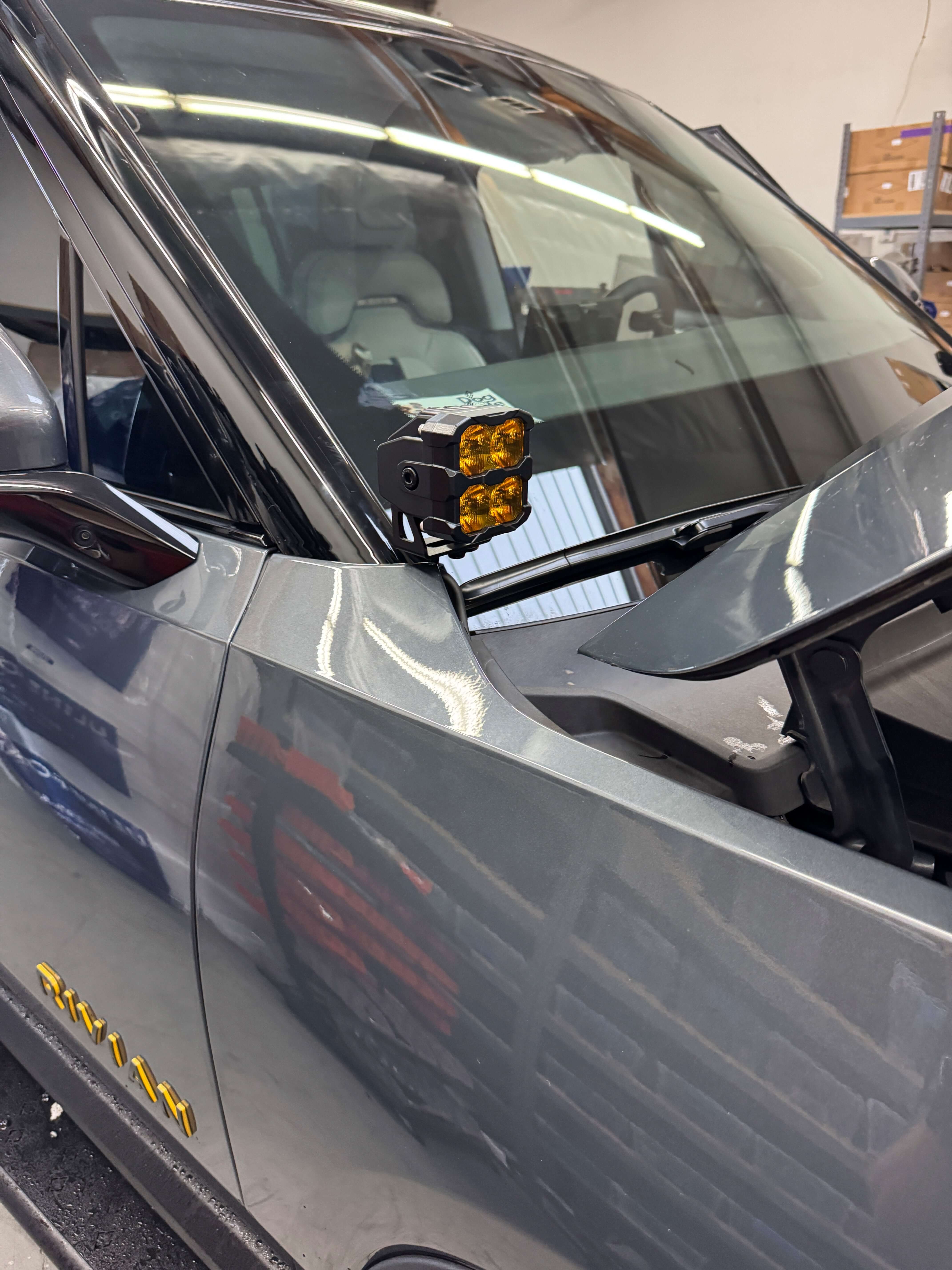 up close view of ditch light on the rivian by mandr automotive