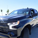 Silverado 1500 ditch lights PRO dual color LED ditch lights on 2022 Chevrolet Silverado 1500 black truck front driver side view