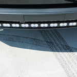 top view black tesla cybertruck with white LED light bar m&r automotive 