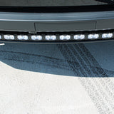 top view black tesla cybertruck with white LED light bar m&r automotive 