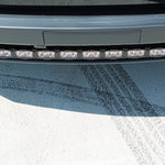top view black tesla cybertruck with curved LED light bar m&r automotive 
