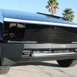 Black Tesla Cybertruck with the 40in SLIM curved LED light bar mounted in the bumper, top view