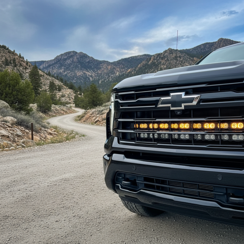 black 2023 chevrolet silverado HD 2500 3500 light bars for off roading