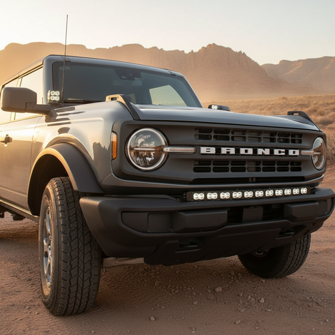Bronco Raptor Ditch Lights - PRO: Dual color white LED main light with amber DRL backglow on Ford Bronco Raptor