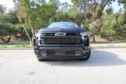 2023 black chevrolet silverado 1500 off road light bar front grille