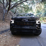 chevrolet silverado 1500 Light Bars PRO installed on 2022+ Silverado 1500 front grille on forest road