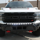 F150 Raptor Modular Bumper 40in Light Bar white ford raptor r with a light bar for off roading on top of modular bumper