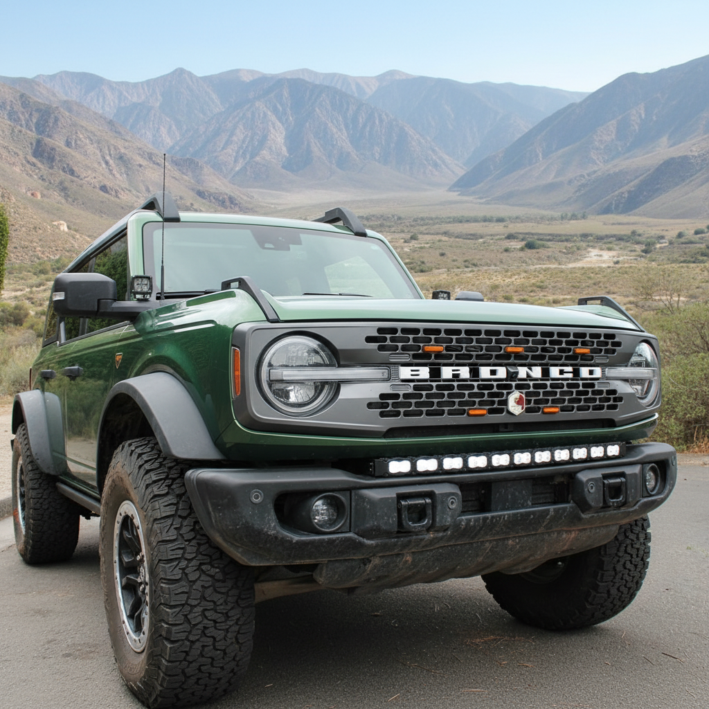 2021+ Ford Bronco Capable Bumper 40in PRO LED light bar installed on the bumper top