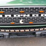top of view green 2023 bronco capable bumper with led light bar installed on top for off roading