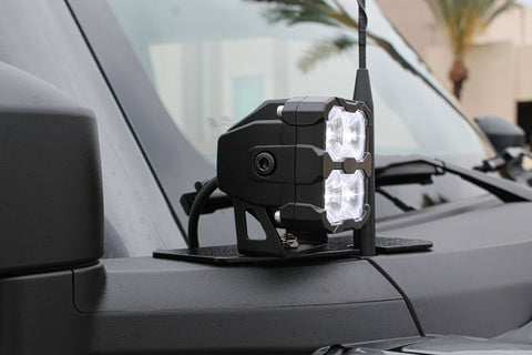 Ford Bronco Ditch Lights - PRO dual color LED light bar on hood of Ford Bronco with white LED and amber DRL backglow