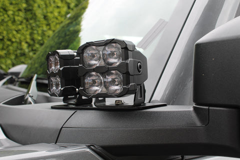 Ford Bronco Ditch Lights Dual Color with white LED and amber DRL backglow mounted on rugged roof of 2021-2026 Bronco