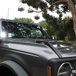 Ford Bronco Ditch Lights on a 2021-2026 Ford Bronco with dual white LED and amber DRL backglow for a stylish look