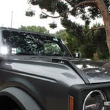 Ford Bronco Ditch Lights on a 2021-2026 Ford Bronco with dual white LED and amber DRL backglow for a stylish look
