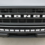 Ford Bronco Standard Bumper lightbar 40in PRO mounted below bumper, curved LED light bar fits standard bumper only, slim built-in look on Bronco front
