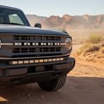Ford Bronco Standard Bumper lightbar - 40in PRO on rugged front bumper with curved LED bar, built-in look for 2021-2026 Ford Bronco (standard bumper)