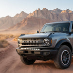 Ford Bronco Standard Bumper lightbar - 40in PRO on rugged off-road vehicle with desert mountains in background