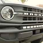 Ford Bronco Standard Bumper lightbar - 40in PRO on front bumper with curved LED bar under grille